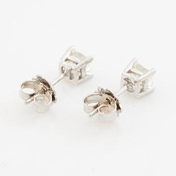 Earrings, a pair, 18K white gold with cushion-cut diamonds totalling 1.44 ct, accompanied by GIA dossier.