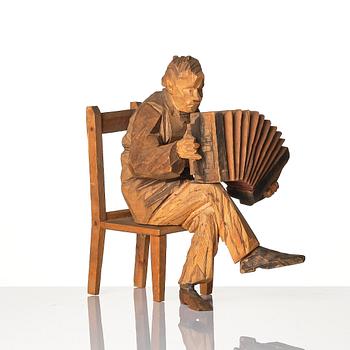 Axel Petersson Döderhultarn, Seated Accordionist.