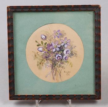 FANNY HJELM, akvarell med täckvitt, sign o dat 1942.