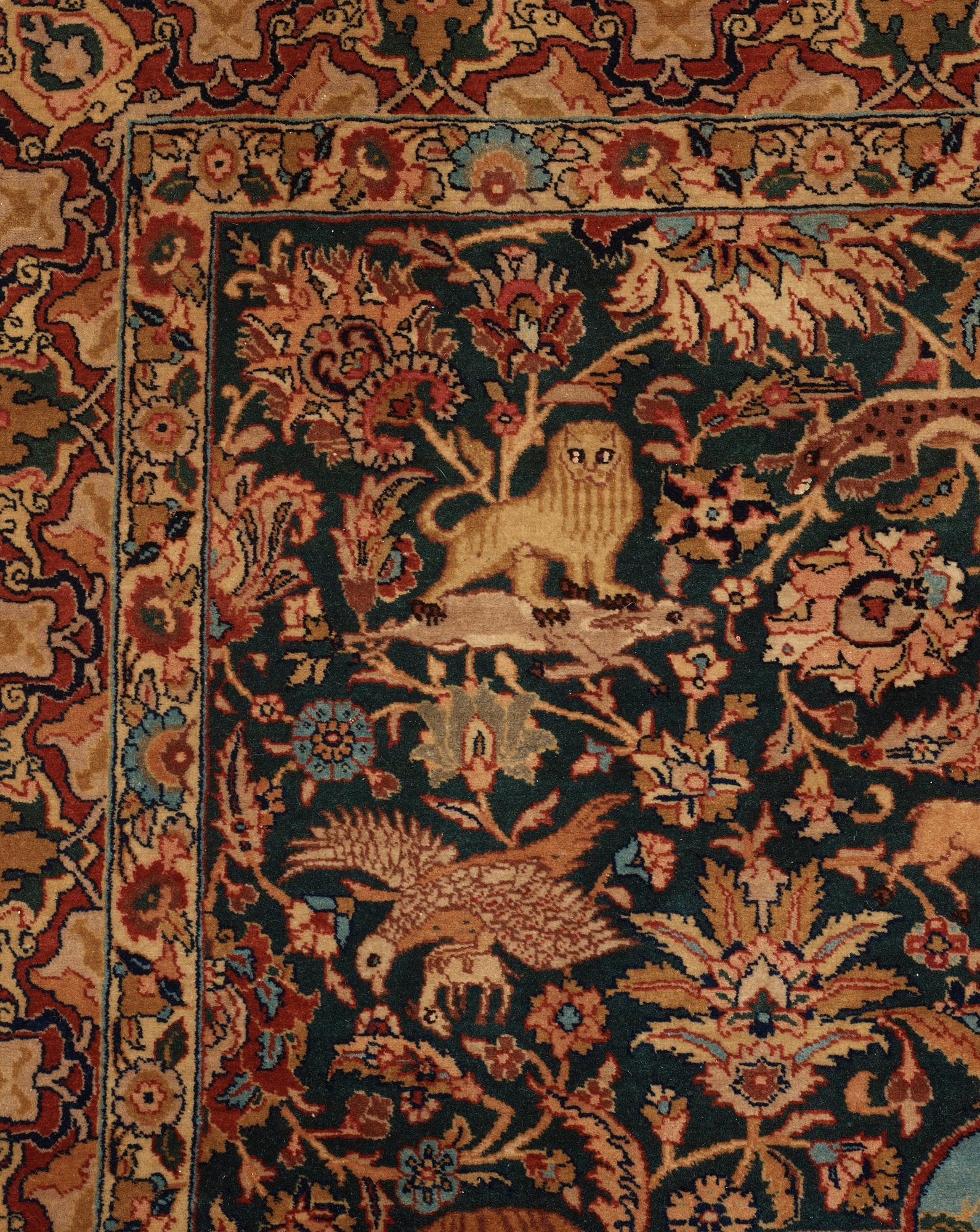 A semi-antique pictoral Tabriz rug, c. 216.5 x 145 cm.