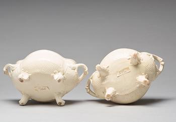 A pair of cream ware tureens with covers, Marieberg, period of Steen (1769-1788).