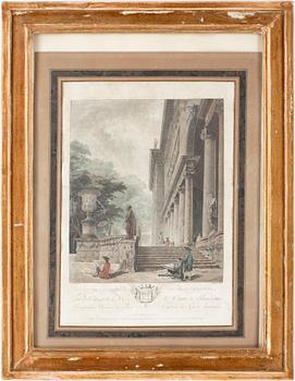 Francois Janinet · FRANCOIS JANINET, färggravyr efter H. Robert, sent 1700-tal.