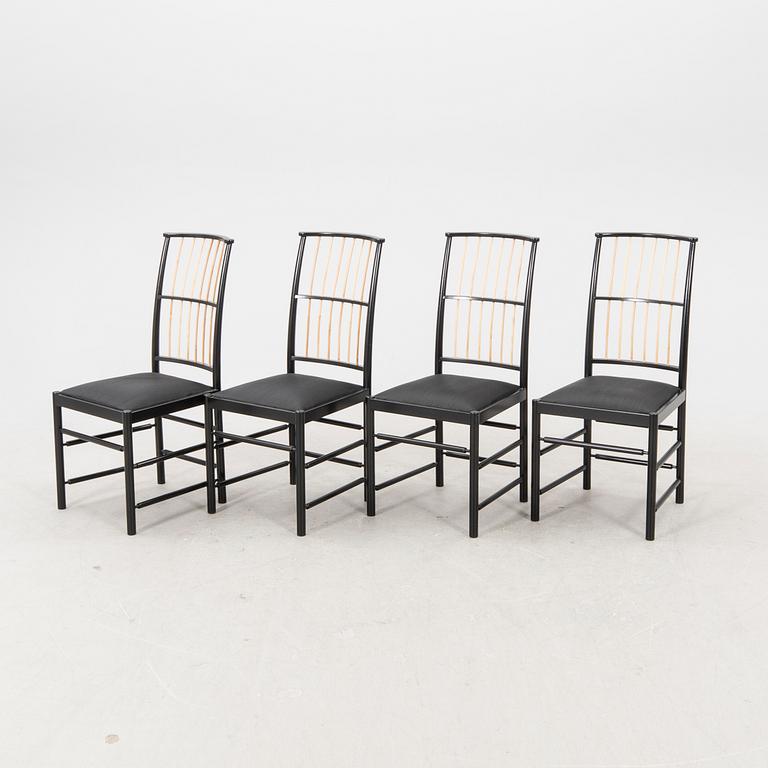 Josef Frank, a set of four chairs, model 2025, Firma Svenskt Tenn post 1985.