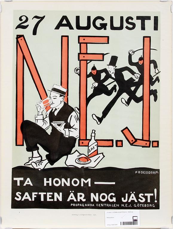 FÖRBUDSAFFISCH, A Lindgren & Söner, 1922.