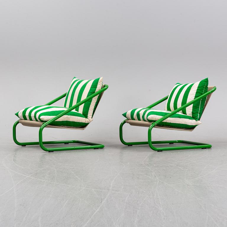 A pair of 'Gogo' easy chairs by Charlotte Rude & hjördis Olsson-Une, IKEA, model launched 1981.