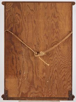 Axel Einar Hjorth, a stained pine "Sport" wall mirror with a shelf, Nordiska Kompaniet, Sweden, 1930s.