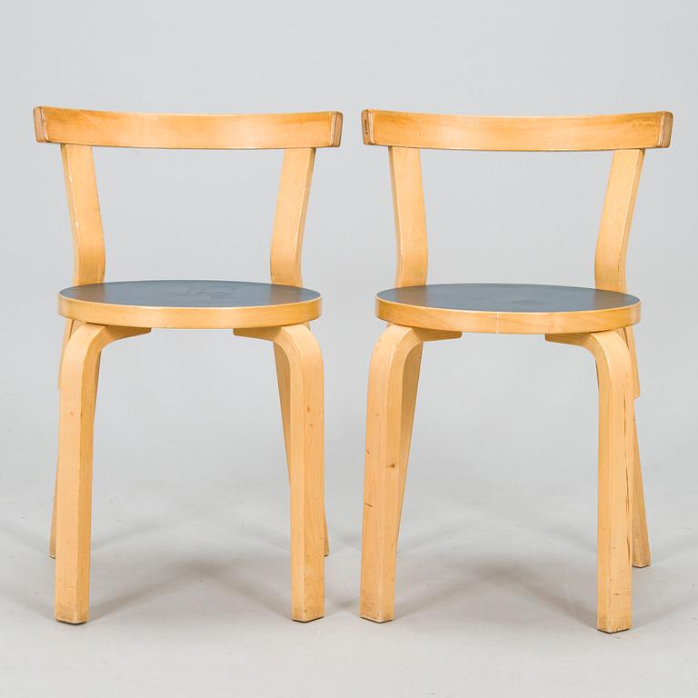 Alvar Aalto, stolar, 4 st, modell 68, Artek, 1970-tal.