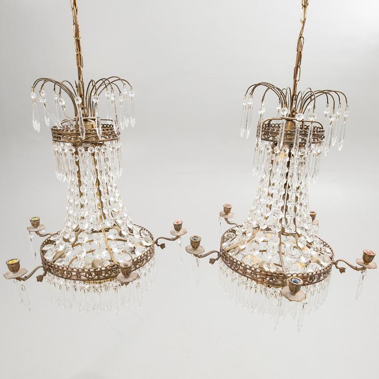 Chandeliers, a pair, Gustavian style, 20th century.