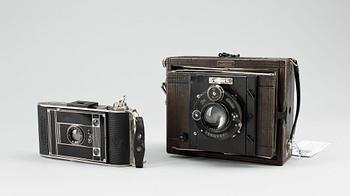 PARTI KAMEROR, 2 st, Nettel Sontheim a. Neckar, nr 168114 samt Agfa Billy Clack modell 74. Tyskland. 1920-1930-tal.
