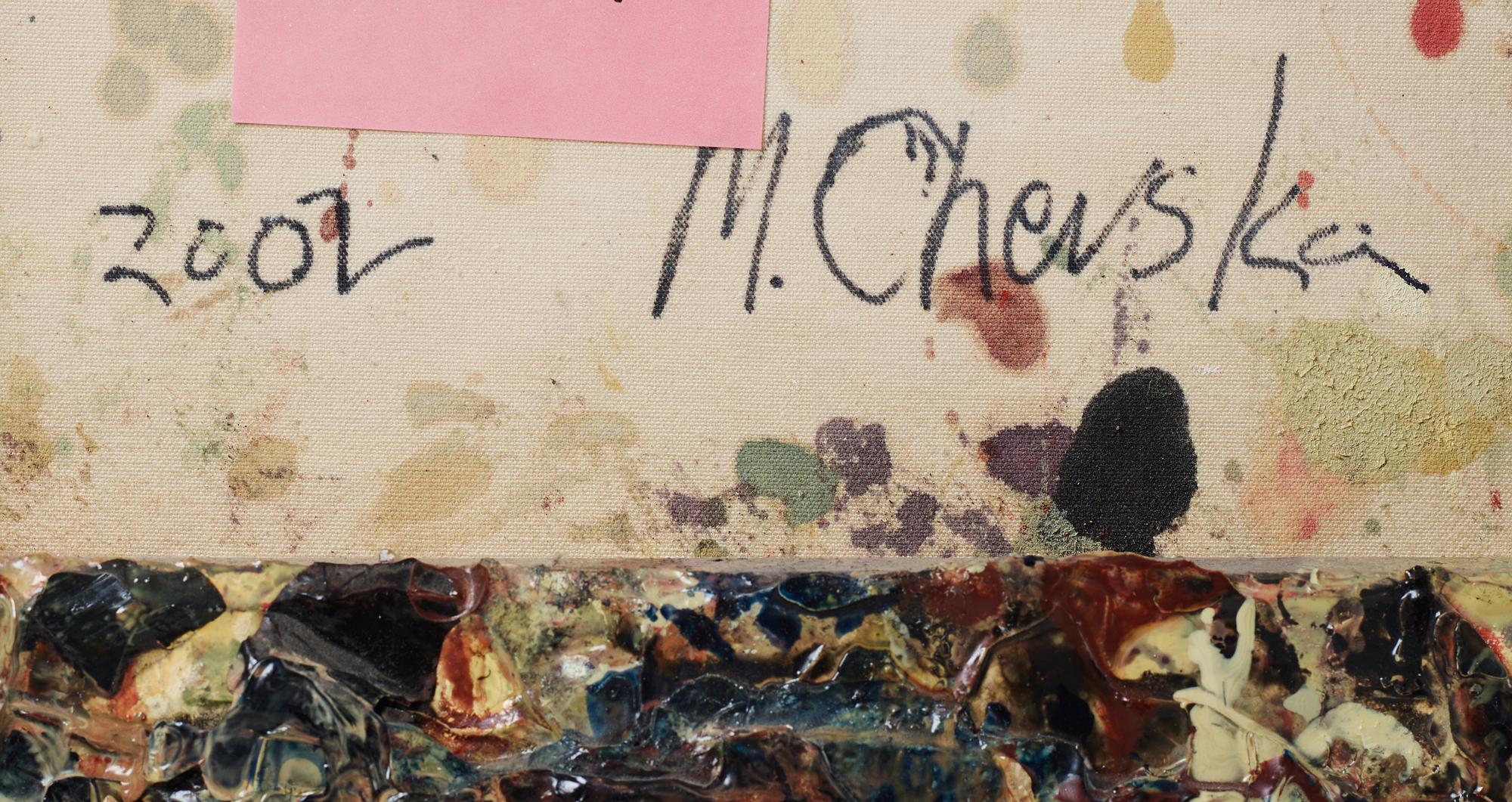 Maria Chevska, blandteknik med kaolin, signerad och daterad 2002 a tergo.