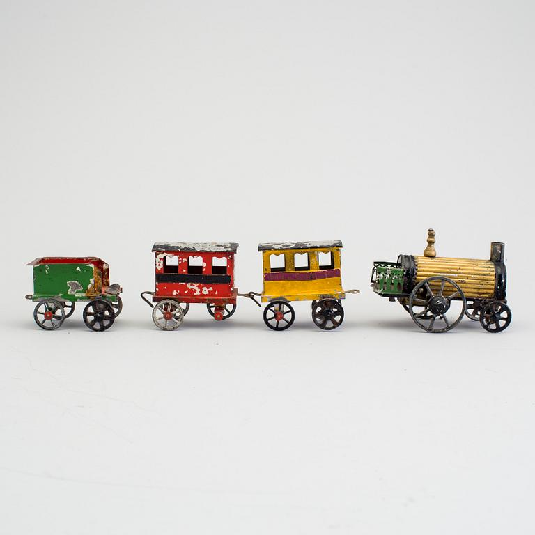A tinplate train set by E.F. Lefevre, France, ca 1877-1885.
