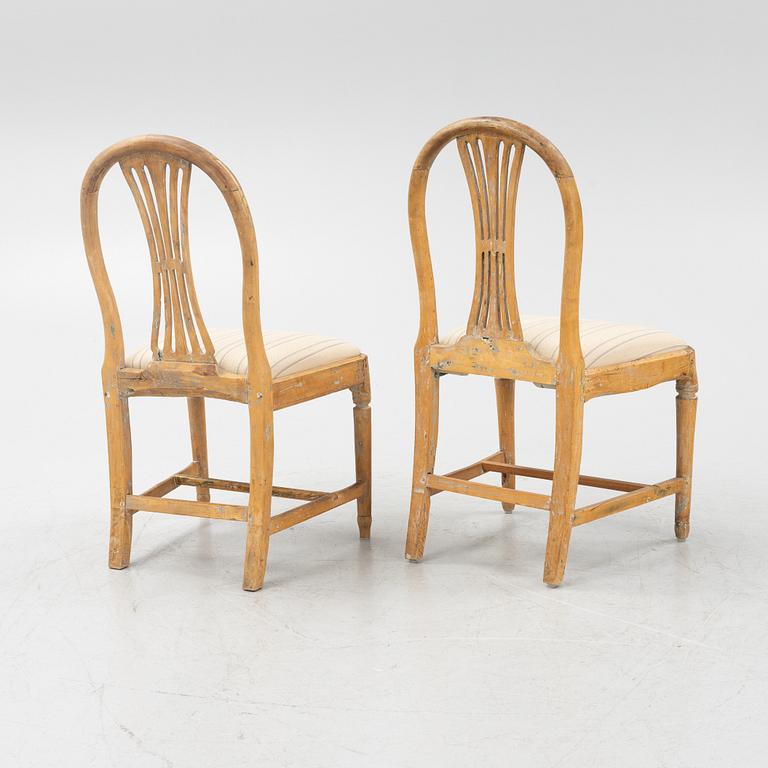 Eight Gustavian Chairs, around 1800.