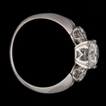 A diamond, circa 1.25 cts in total, ring.