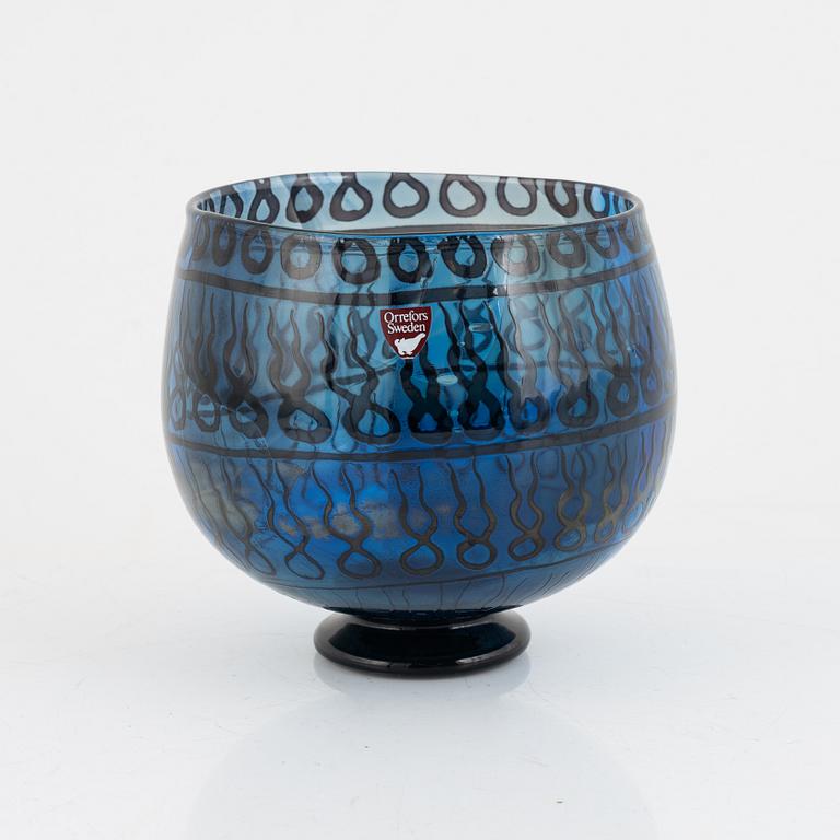 Eva Englund, skål, graal, "Höstregn", Orrefors, 1988.