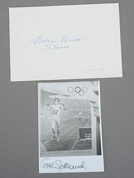IDROTTSAUTOGRAFER I ALBUM, 36 st, bla Sebastian Coe, Birger Ruud, Hjalmar Andersen.