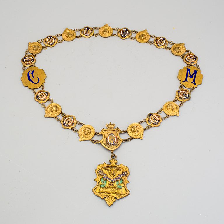 ÄMBETSMANNAKEDJA, Royal Antediluvian Order of Buffaloes, England, 1900-talets första hälft.