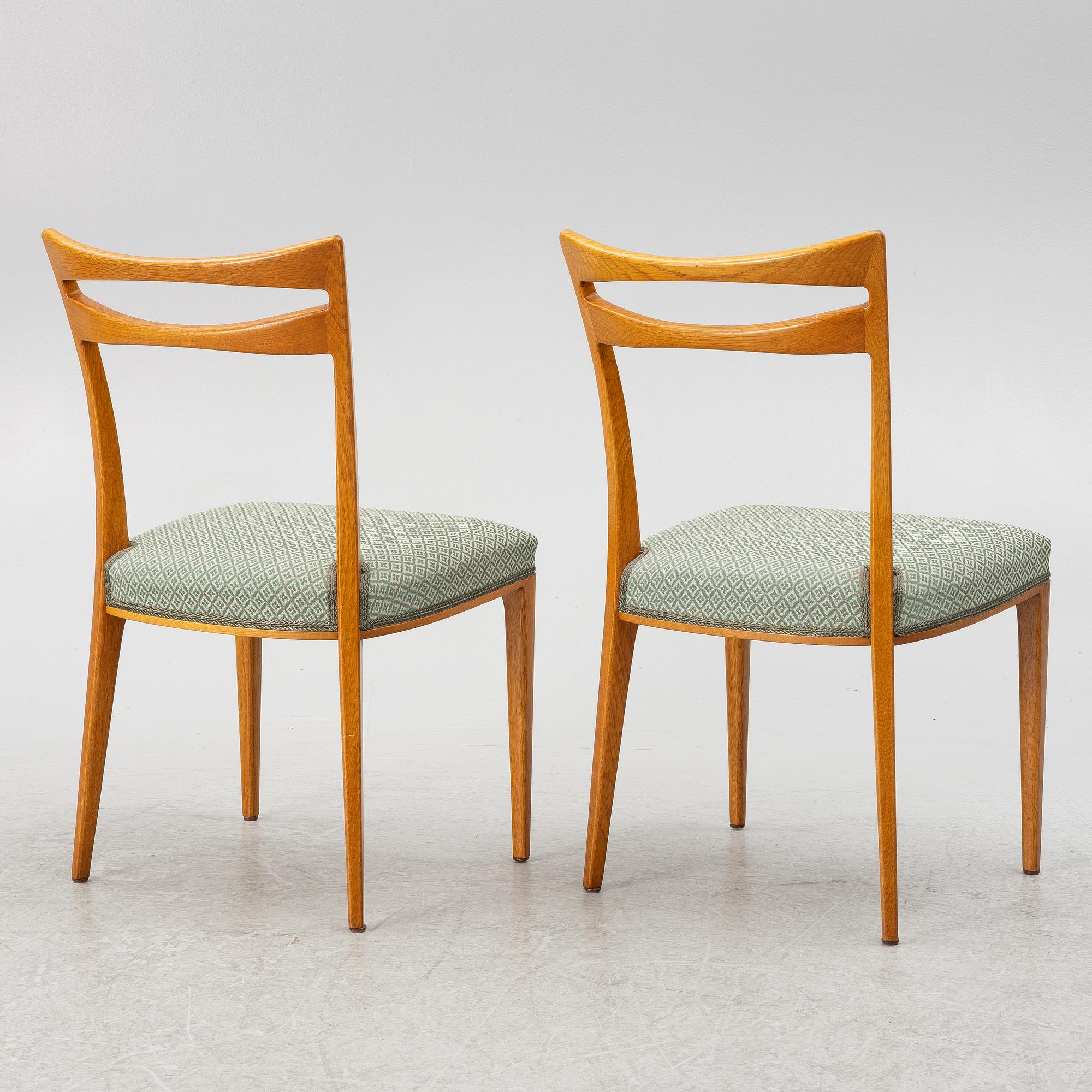 A dining table and four chairs, 1950s-60s.