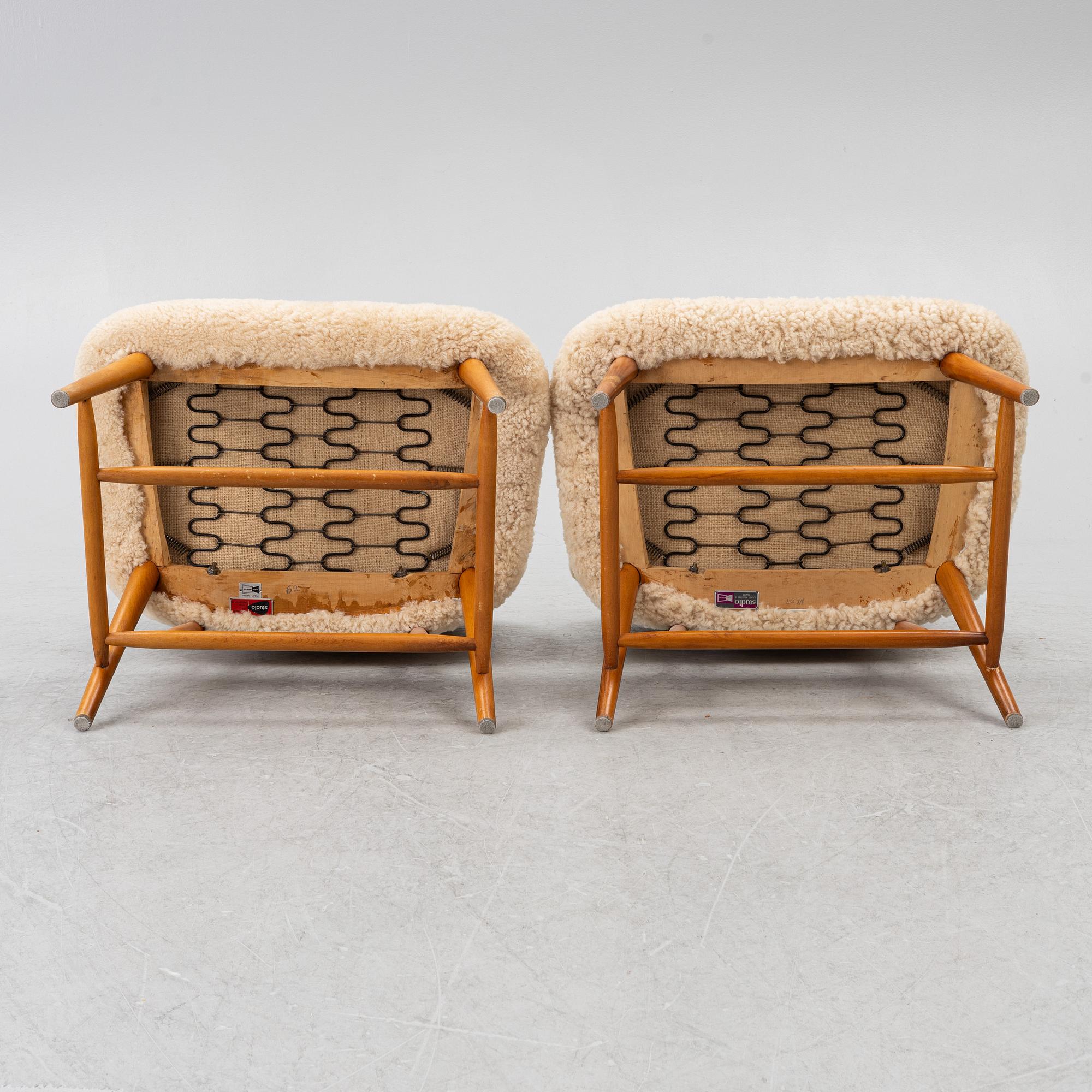 Alf Svensson, a pair of TeVe armchairs,  Studio Ljung's industries, Malmö, 1950s.