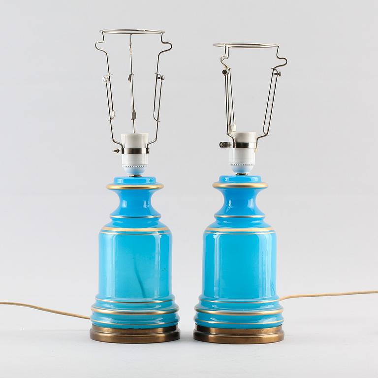 BORDSLAMPOR, glas, 1900-talets mitt.
