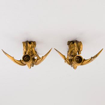 A PAIR OF WALL SCONES, bronzed metal, Russia late 19th century.