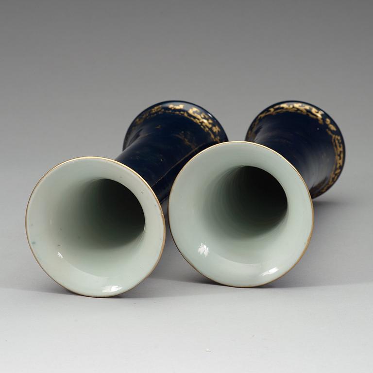 A pair of powder blue vases, Qing dynasty, Qianlong (1736-95).