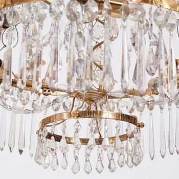 A Gustavian six-light chandelier, late 18th century.