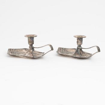 A pair of jugend candlesticks, Württembergische Metallwarenfabrik.