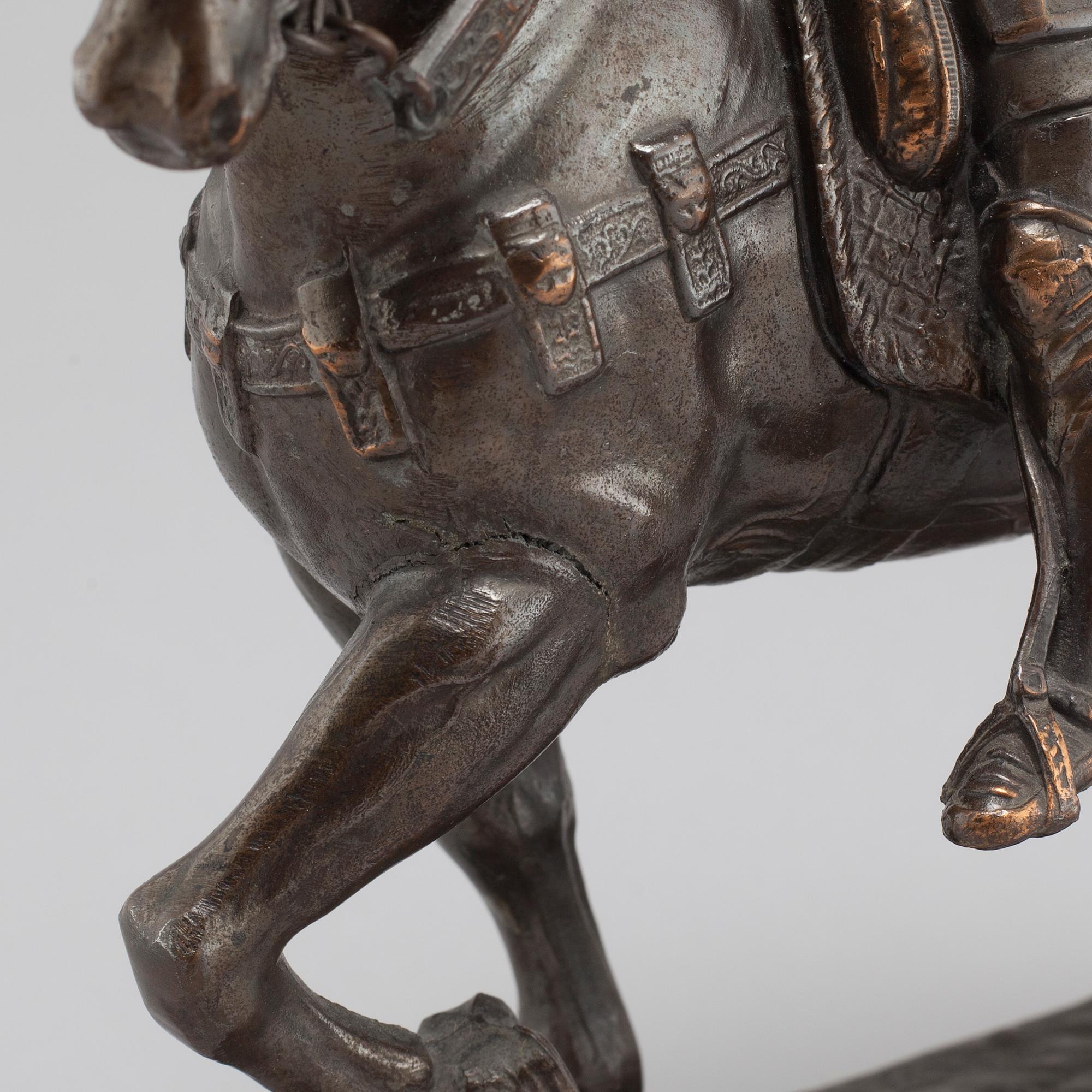 ANDREA DEL VERROCCHIO, kopia efter, skulptur, mörkpatinerad metall, 1900-tal.