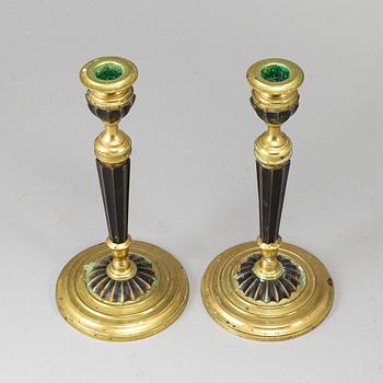A pair of brass candlesticks, Otto Meyer, Stockholm, ca 1900.