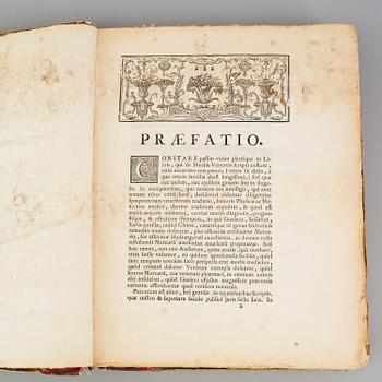 A book on venereal diseases, "De Morbis Venereis", Jean Astruc. Printed in Paris in 1740.