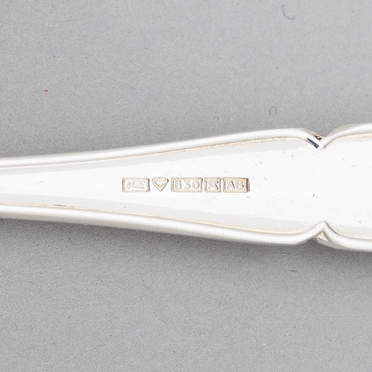 A 24-piece set of 'Chippendale' silver cutklery,  Kultateollisuus oy, Turku, Finland 1978-79.