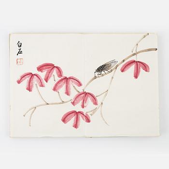Book with 11 woodcuts, signed Qi Baishi, mid 20th century.