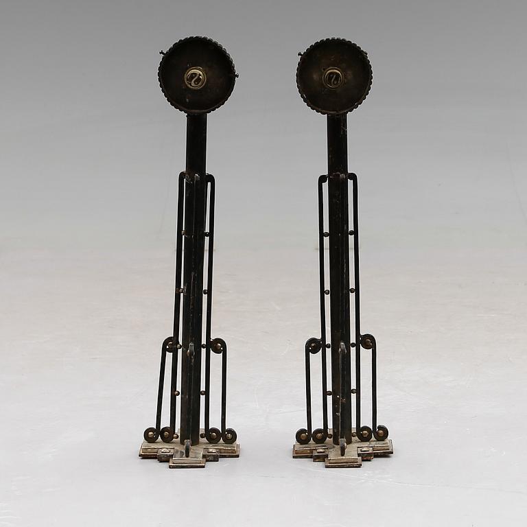 VÄGGLAMPOR, 1 par, smide och förkromad metall, art déco, 1900-talets första hälft.