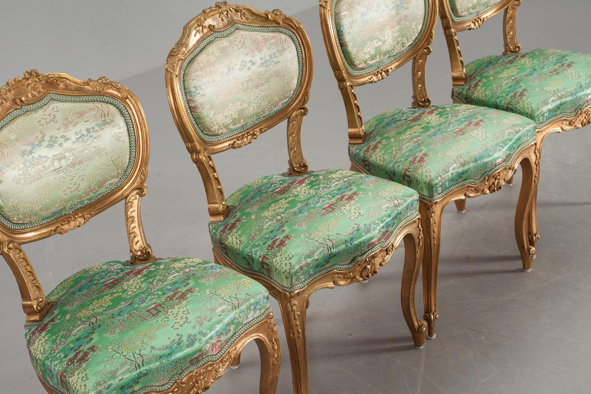 STOLAR, 4 st. Louis XV-stil. Omkring 1900.