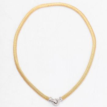 An 18K gold/white gold necklace, with diamonds totalling approximately 0.21 ct, Italy.
