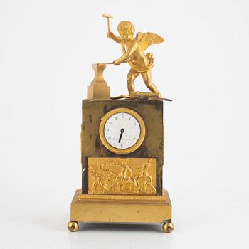 A late Gustavian ormolu and patinated bronze mantel clock by A. Bourdillon (watchmaker in Stockgolm 1761-99).