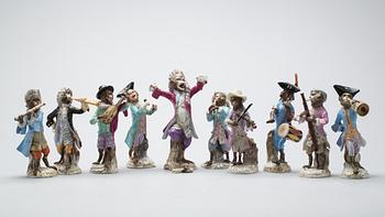 A monkey orchestra, "Affenkapelle", Meissen, late 19th Century.