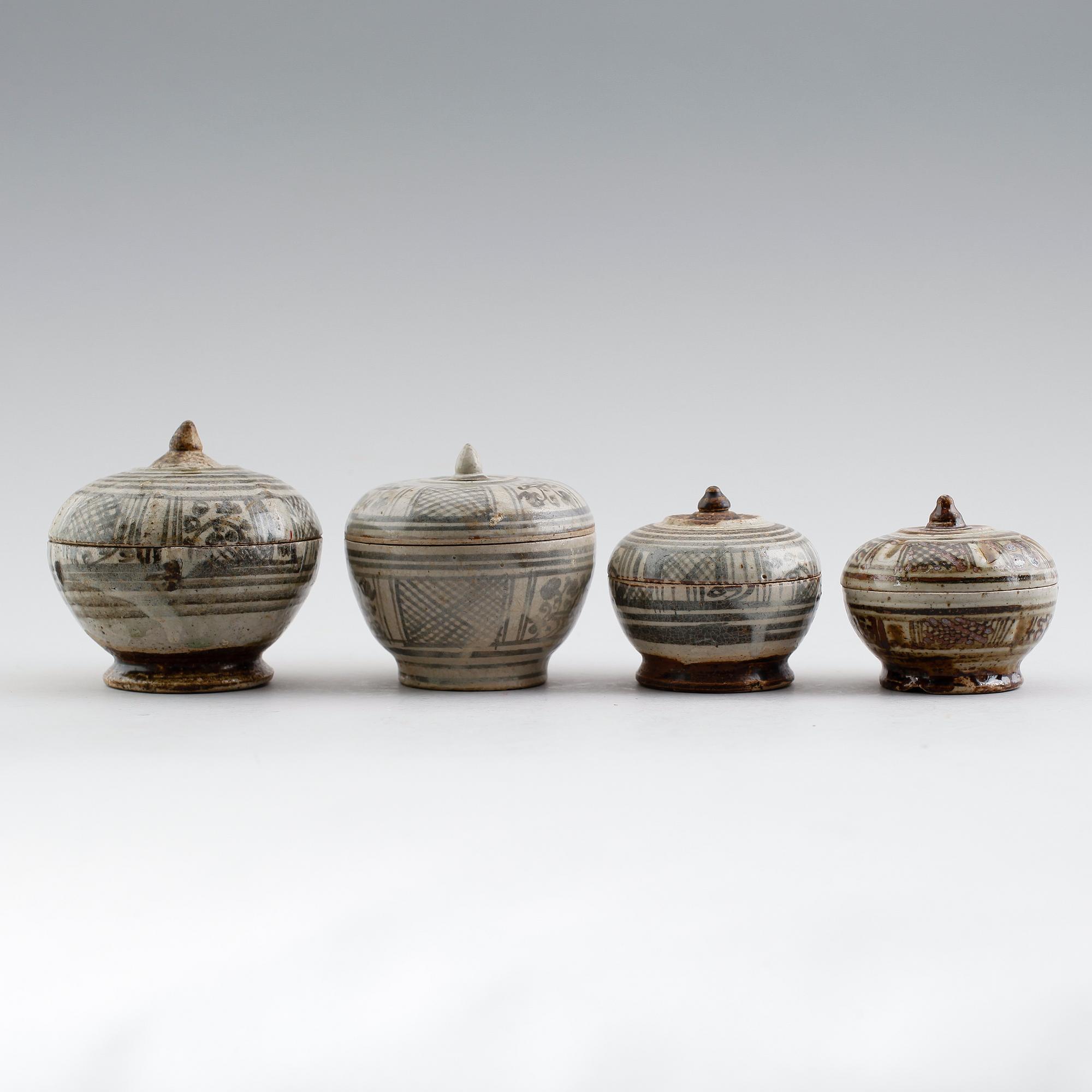 LOCKDOSOR, 4 st, stengods, Sawankholok, Thailand, 1400-tal.