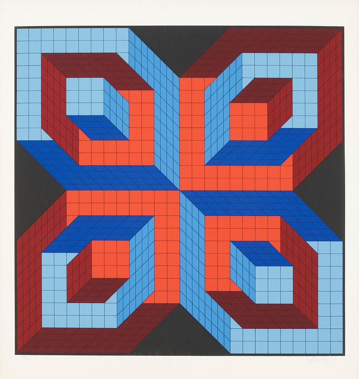 VICTOR VASARELY. Färgserigrafi, signerad i blyerts och numrerad 195/250.