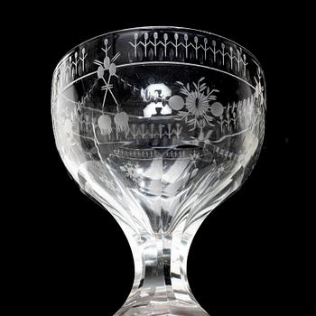 Elis Bergh, A 17 piece glass service, "Flach", by Kosta, first half of 20th century.