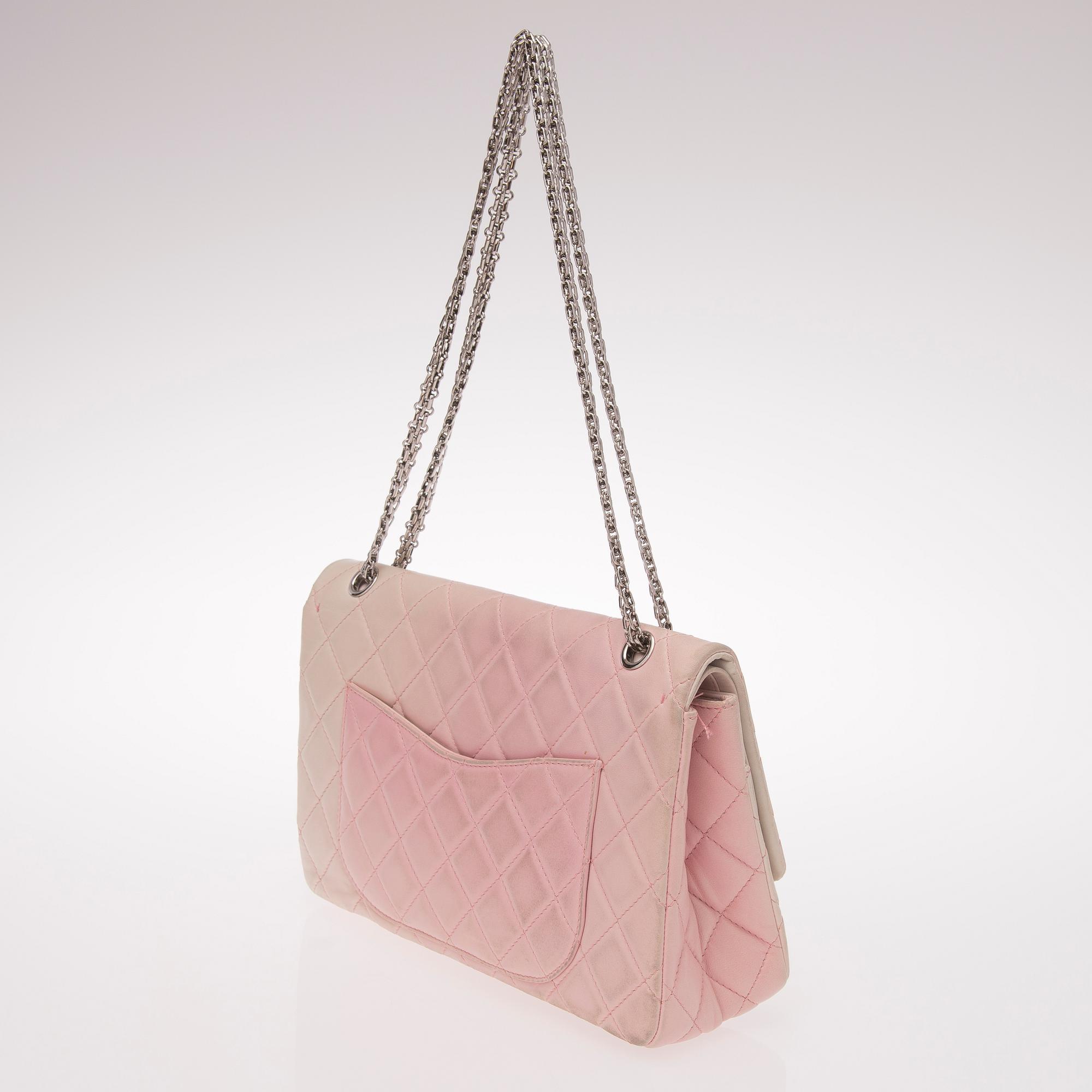 Pink White Ombre Degrade 2.55 Reissue 227 Jumbo Double Flap Bag.