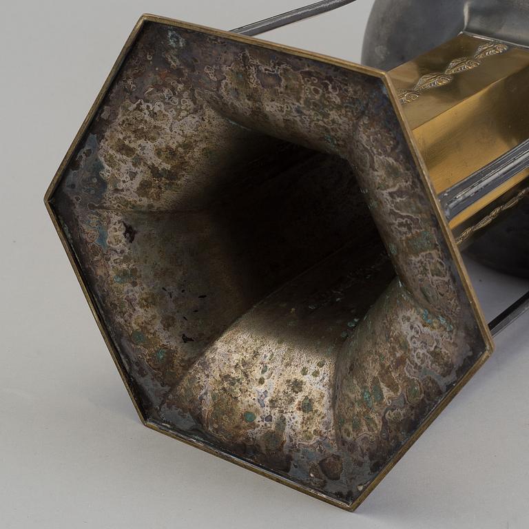 A early 20th century Jugend Wurttembergische Metallwarenfabrik (WMF) EPNS vase from Germany.