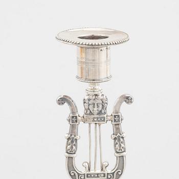 A pair of Swedish silver candlesticks, mark of Adolf Zethelius 1823.