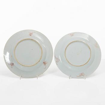 Tallrikar, 7 st,  Kina, Qingdynastin, Qianlong (1736-95).