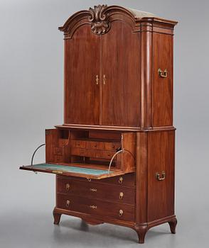 A Swedish rococo mahogany writing cabinet attributed to N. Dahlin (master in Stockholm-1761-87).