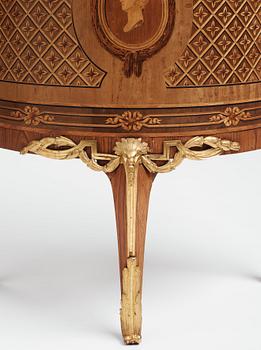 The "De Geer cabinets" a pair of demi-lune cabinets by Georg Haupt (master in Stockholm 1770-1784), Gustavian.
