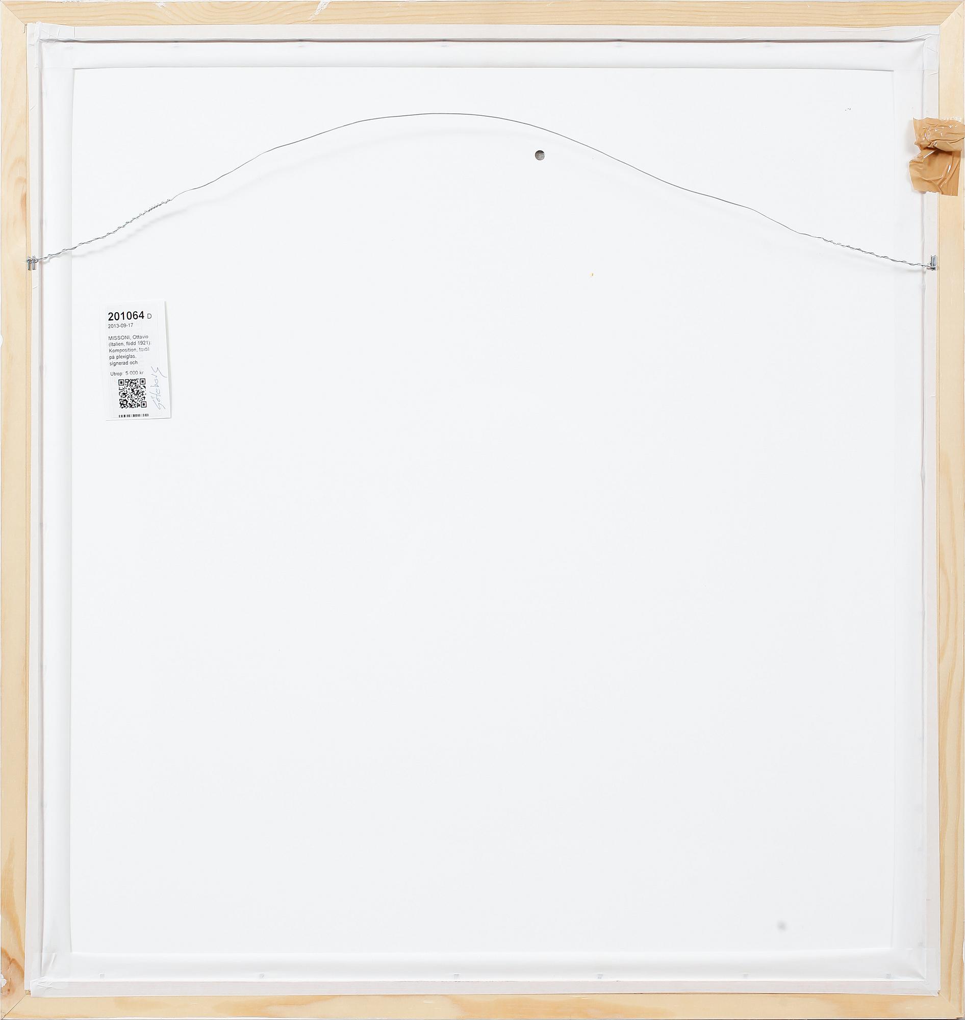 OTTAVIO MISSONI, stickad multipel, textil på plexiglas, signerad och daterad 83, numrerad 3/6 på plakett.