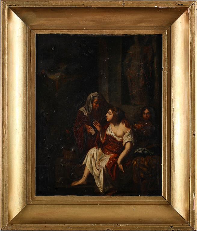 OKÄND KONSTNÄR, olja på pannå, sannolikt 1700-tal.