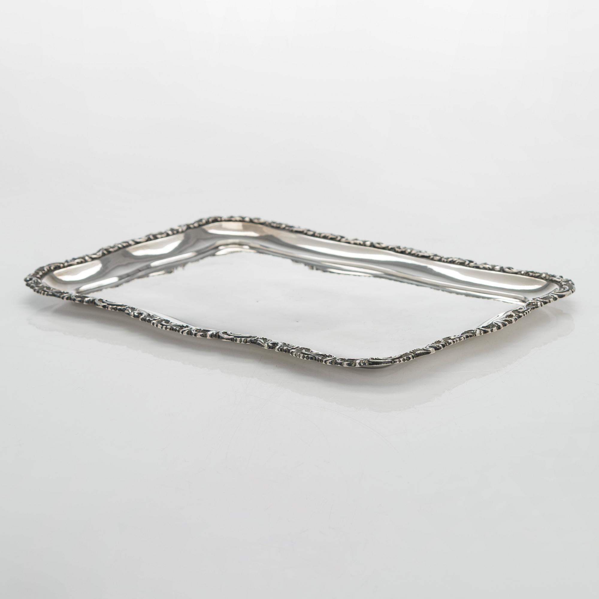 A silver tray, maker's mark of Adolf Sper, Saint Petersburg 1840.