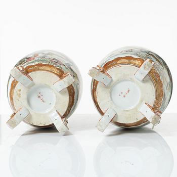 Bordslampor, ett par, porslin, Kutani, Watatani, Japan, 1900-tal.